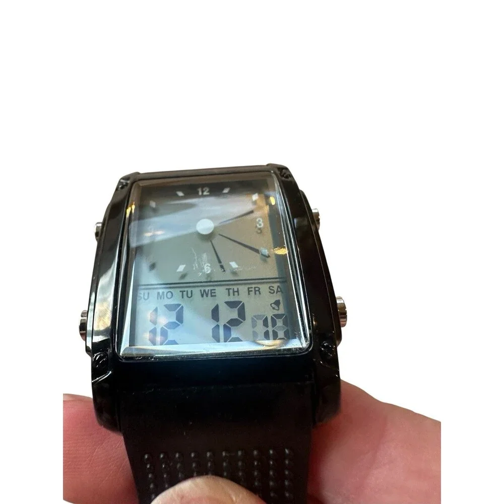 Men's Large Skmei LCD Double Dial Wristwatch 0814G Black Watch